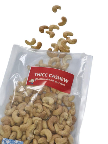 large cashews roasted with hot air and sea salt